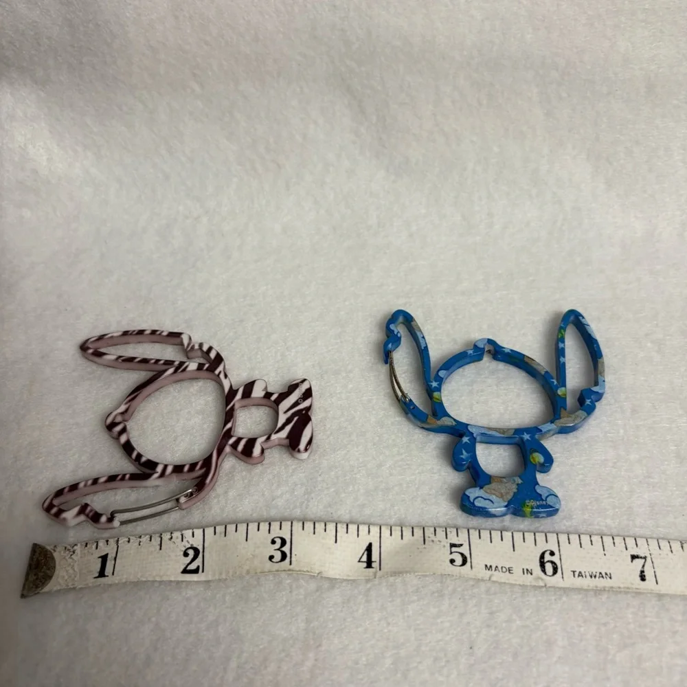 SOLD Set of 2 STITCH Carabiner Keychain Bag Charm Blue Brown Disney Japan - Picture 8 of 10